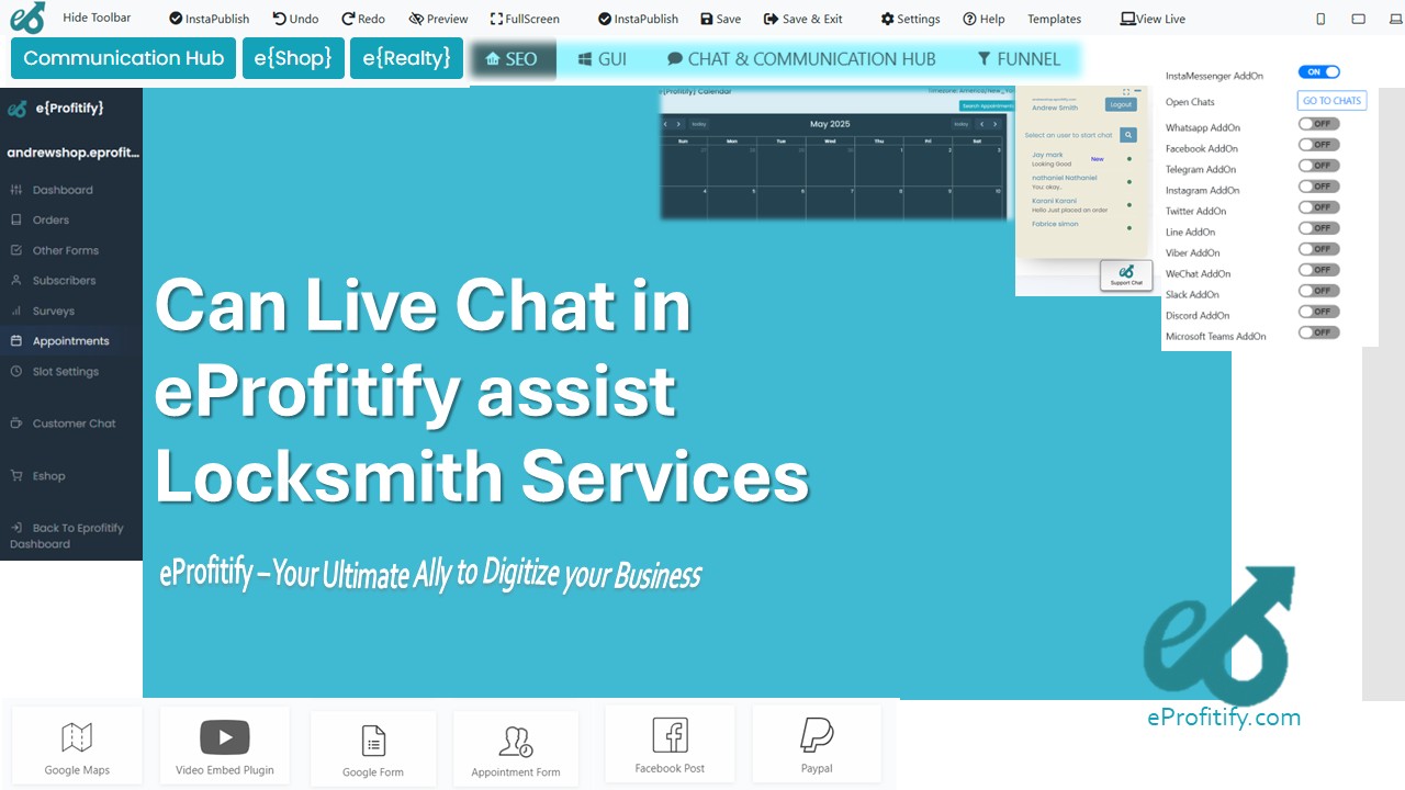 Can Live Chat in eProfitify assist Locksmith Services
